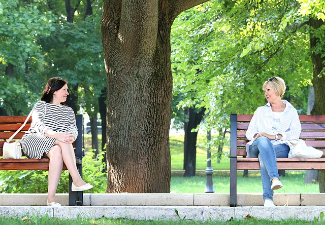 woman, park bench